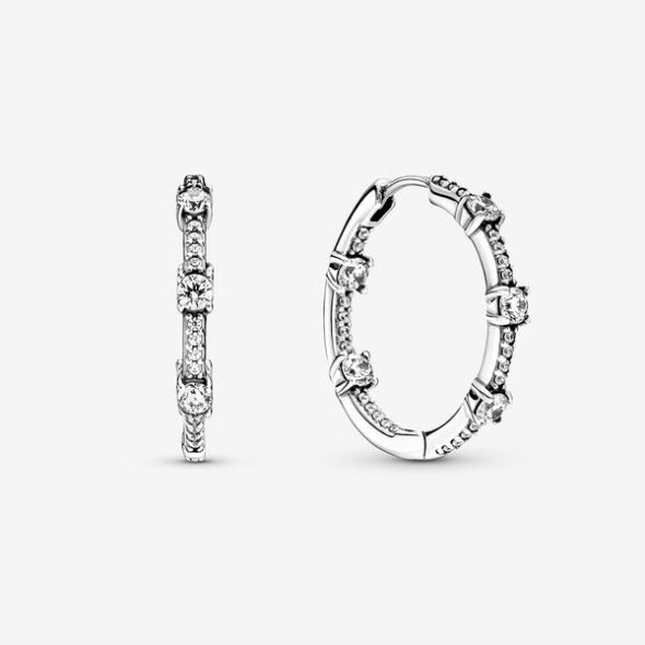 Sparkling Pave Bars Hoop Earrings Pandora CA